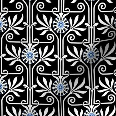 elegant geometric art deco floral on black | small