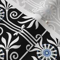 elegant geometric art deco floral on black | small