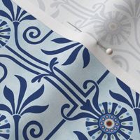elegant geometric art deco floral on light blue texture | small