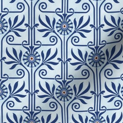 elegant geometric art deco floral on light blue texture | small