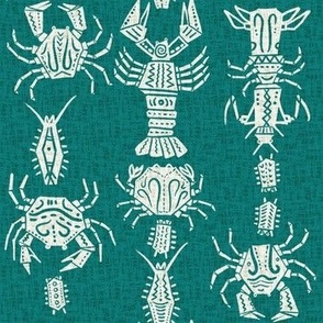 (M) Crustacean on dark turquoise textured background