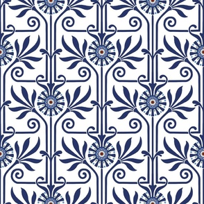 elegant geometric art deco floral blue | medium