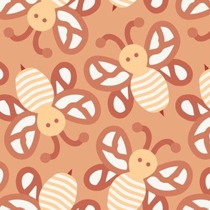 242 - Large scale nude blush and pale yellow happy bee wing insects two directional for children's apparel, nursery decor, pet accessories, wallpaper and cot sheets