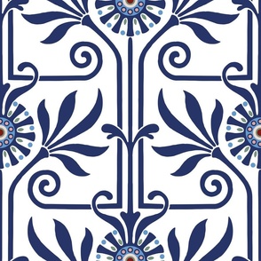 elegant geometric art deco floral blue | large