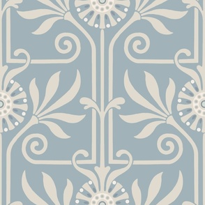 elegant geometric art deco floral on grayish blue | large
