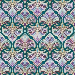 Teal, Purple and Plum Art Deco custom colorway - extra small