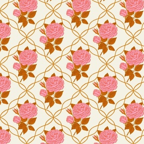 Botanical Victorian pink Rose pattern 