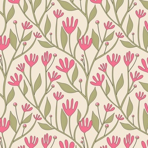 Finger florals - Pale pink background
