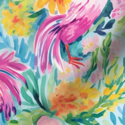 Bigger Spring Chickens Watercolor Flowers