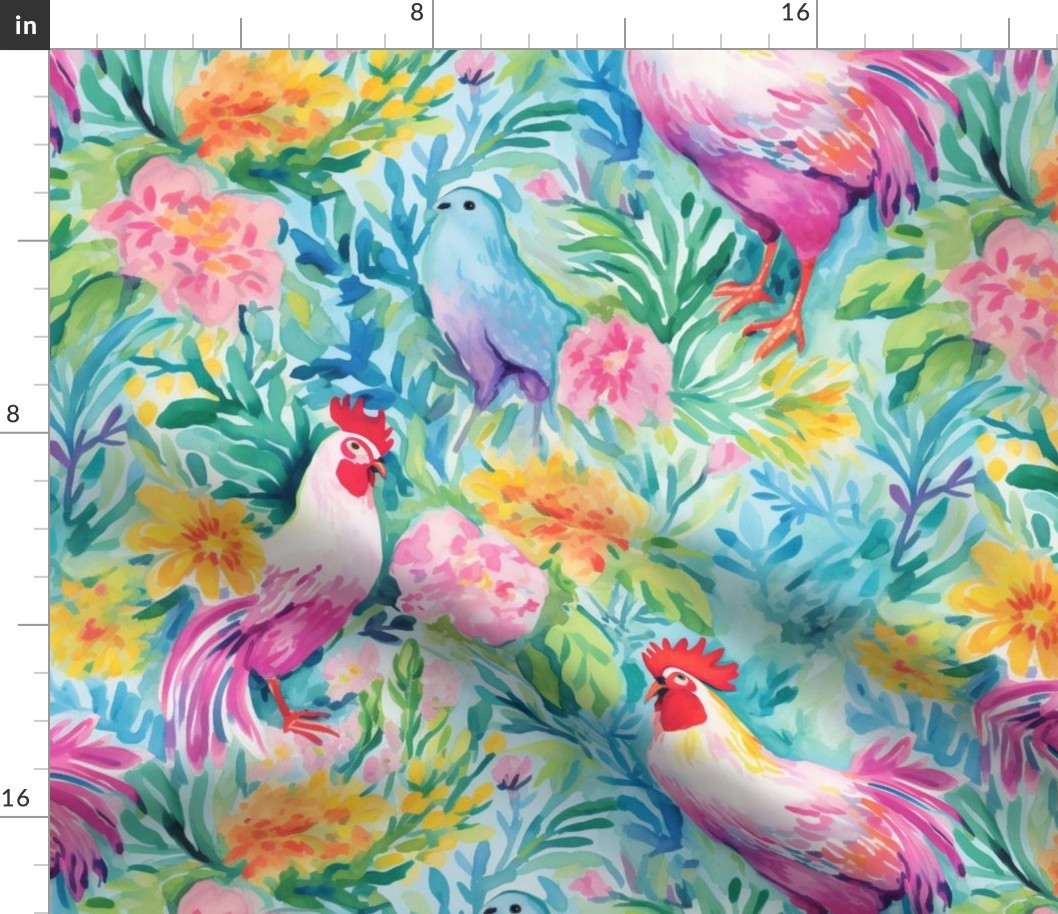 Bigger Spring Chickens Watercolor Flowers