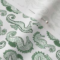 Small - Green and white Seahorses - painterly seahorse Sea Horse - Nautical Preppy Horses - Coastal Seahorse Beach Sealife Sea Ocean Maritime - kids childrens nursery baby boy