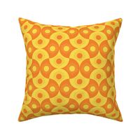 Orange and Yellow Abstract sun on Geometric Scallop shape -small scale 