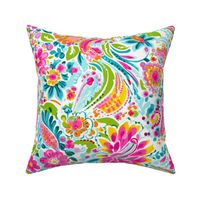 Bigger Funky Floral Paisley Dainty Pink Yellow Blue Flowers