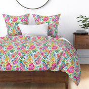 Bigger Funky Floral Paisley Dainty Pink Yellow Blue Flowers
