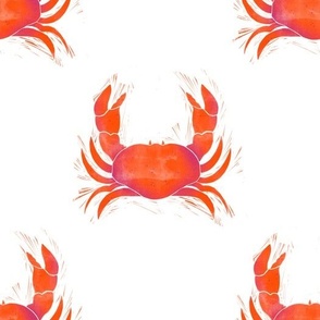 L crabs orangey red and white block print style crustaceancore 