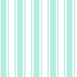 Small Foam green (mint green) Ticking stripe - mint and white - classic upholstery fabric farmhouse shabby chic french country cottage cottagecore beach coastal ticking linen