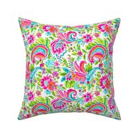 Smaller Funky Floral Paisley Pink Orange Blue Summer Flowers