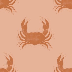 L Crabs Neutral Beige Brown block print style crustaceancore ocean beach
