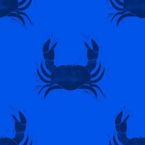 L Crabs Lapis Navy Blue block print style crustaceancore ocean beach