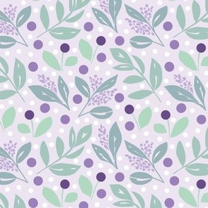 Lavender Purple, Green and White Whimsical Botanical - Mini