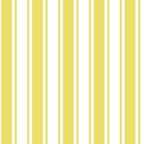 Small Celandine yellow Ticking stripe - yellow and white - classic upholstery fabric farmhouse shabby chic french country cottage cottagecore beach coastal ticking linen