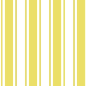 Large Celandine yellow Ticking stripe - yellow and white - classic upholstery fabric farmhouse shabby chic french country cottage cottagecore beach coastal ticking linen