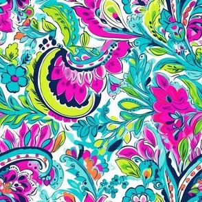 Smaller Funky Floral Paisley Abstract