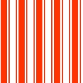 Small Orange red Ticking stripe - red and white - classic upholstery fabric farmhouse shabby chic french country cottage cottagecore beach coastal ticking linen