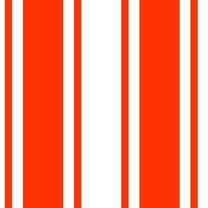 Extra Large Orange red Ticking stripe - red and white - classic upholstery fabric farmhouse shabby chic french country cottage cottagecore beach coastal ticking linen