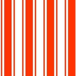 Large Orange red Ticking stripe - red and white - classic upholstery fabric farmhouse shabby chic french country cottage cottagecore beach coastal ticking linen