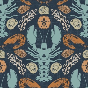 Lg, Coastal Lobster, Crustacean | Moody, Dark Blue, Orange