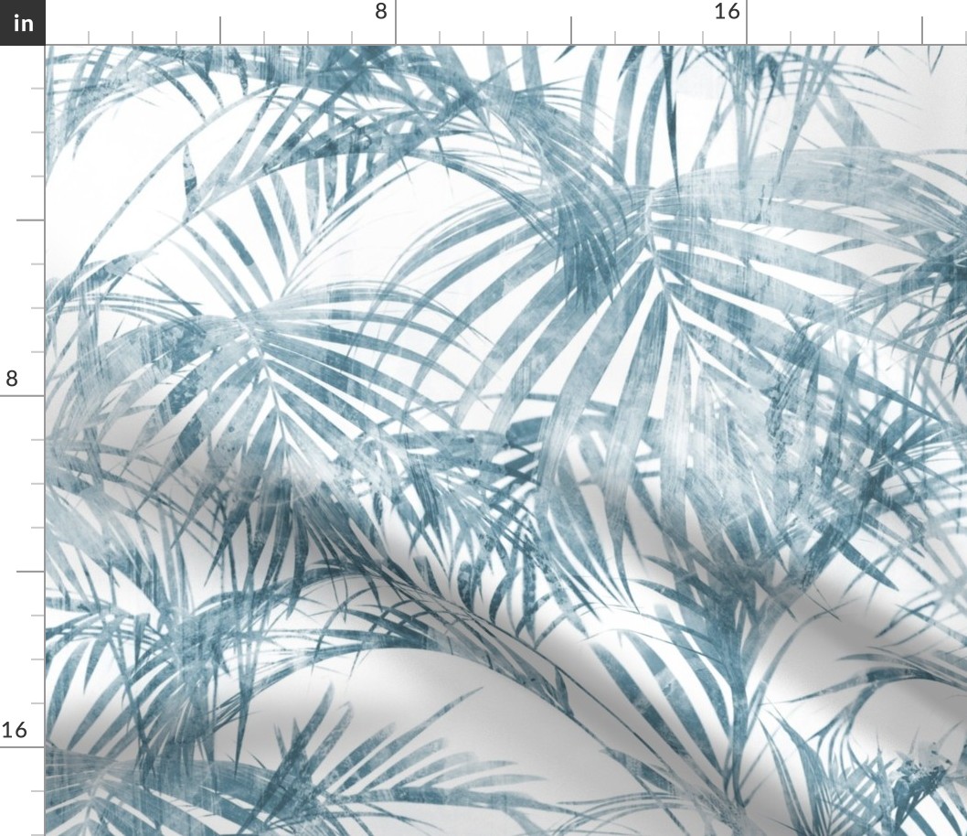 Blue Palm Leaves Wallpaper Print