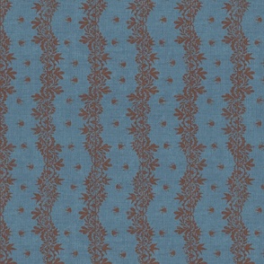 india folk floral wave blue rust