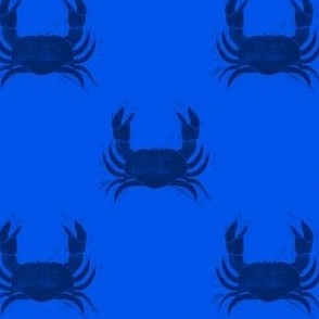 S crabs lapis navy blue block print style crustaceancore ocean beach 