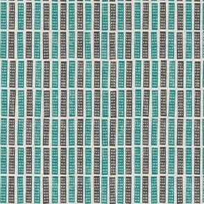 Block print inspired - carved strips in teal and grey - small 