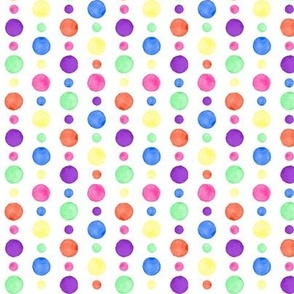 Tiny Bright Watercolor Polka Dots on White