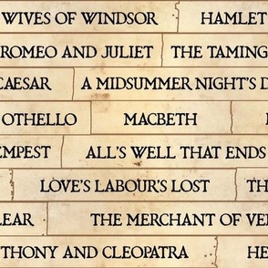 Shakespeare Play Titles Ripped Edge Old Paper