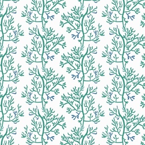 Coral forest in teal and blue on navy
