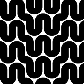 Retro Geometric Waves: Bold Modern Arched Lines in Black and White | Medium Scale
