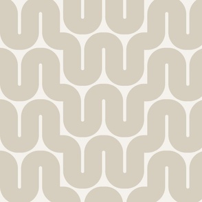 Retro Geometric Waves: Bold Modern Arched Lines in Light Tan and Warm Beige | Medium Scale