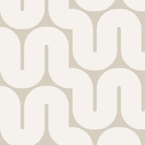 Retro Geometric Waves: Bold Modern Arched Lines in Warm Beige and Light Tan | Large Scale