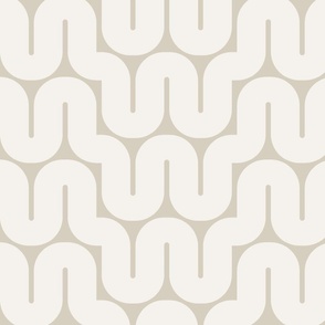 Retro Geometric Waves: Bold Modern Arched Lines in Warm Beige and Light Tan | Medium Scale