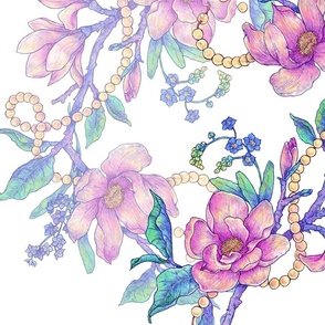 Mystique Magnolia - Large size - Vintage Glamour botanical pattern
