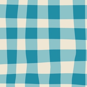 (L) Jam Jar Gingham - Wonky Check - blue and white