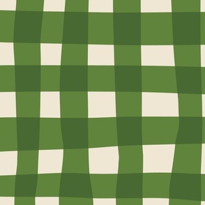 (L) Jam Jar Gingham - Wonky Check - green and white