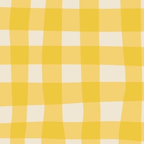 (L) Jam Jar Gingham - Wonky Check - yellow and white