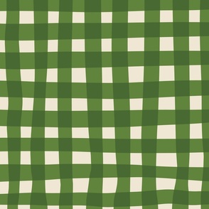 (M) Jam Jar Gingham - Wonky Check - green and white