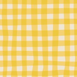 (M) Jam Jar Gingham - Wonky Check - yellow and white