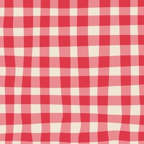 (M) Jam Jar Gingham - Wonky Check - red and white