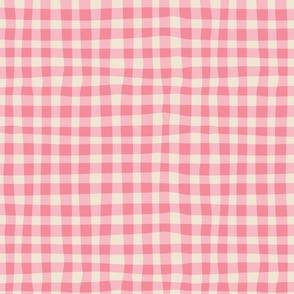 (S) Jam Jar Gingham - Wonky Check - pink and white